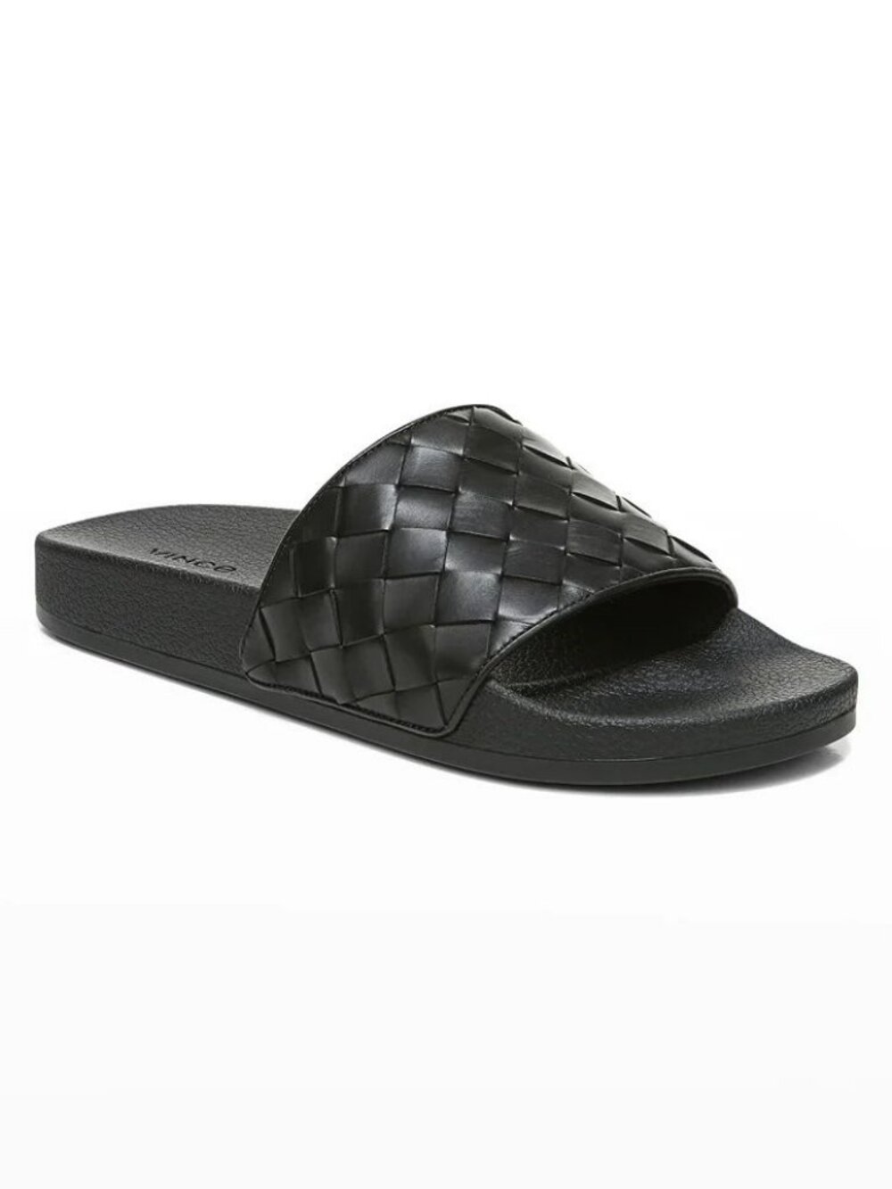 Vince Men's Watley-2 Slide Sandals in Black Leather Size 13 (MSRP $165)